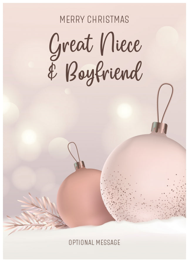 Great Niece and Boyfriend Christmas Card - Luxury Baubles