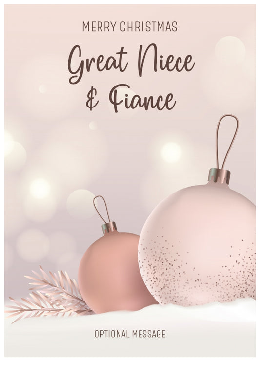 Great Niece and Fiance Christmas Card - Luxury Baubles