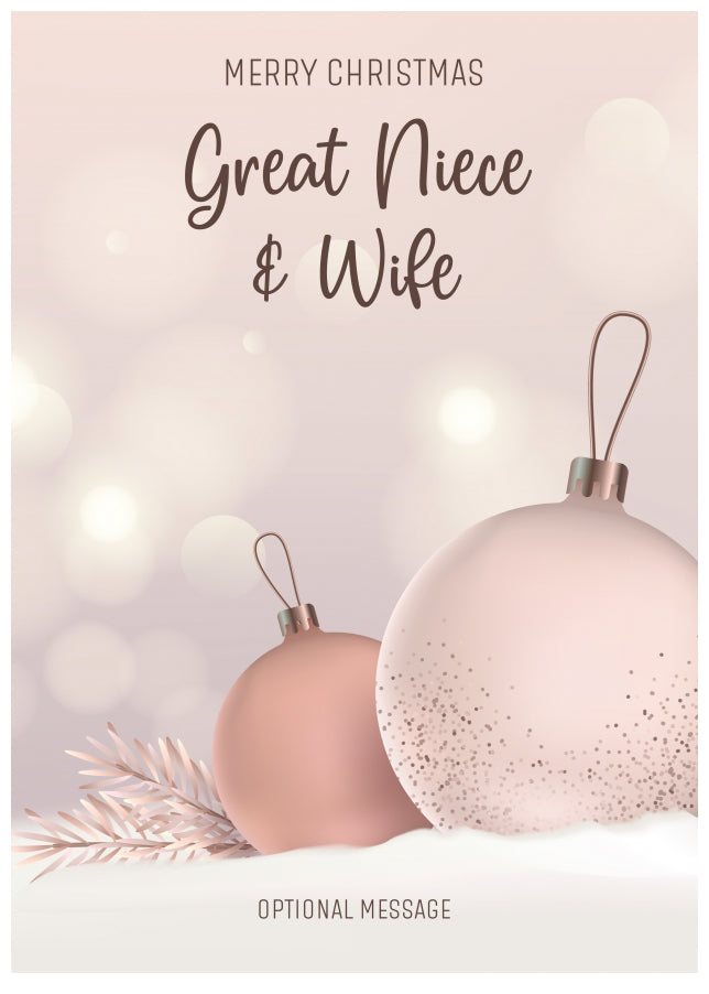 Great Niece and Wife Christmas Card - Luxury Baubles