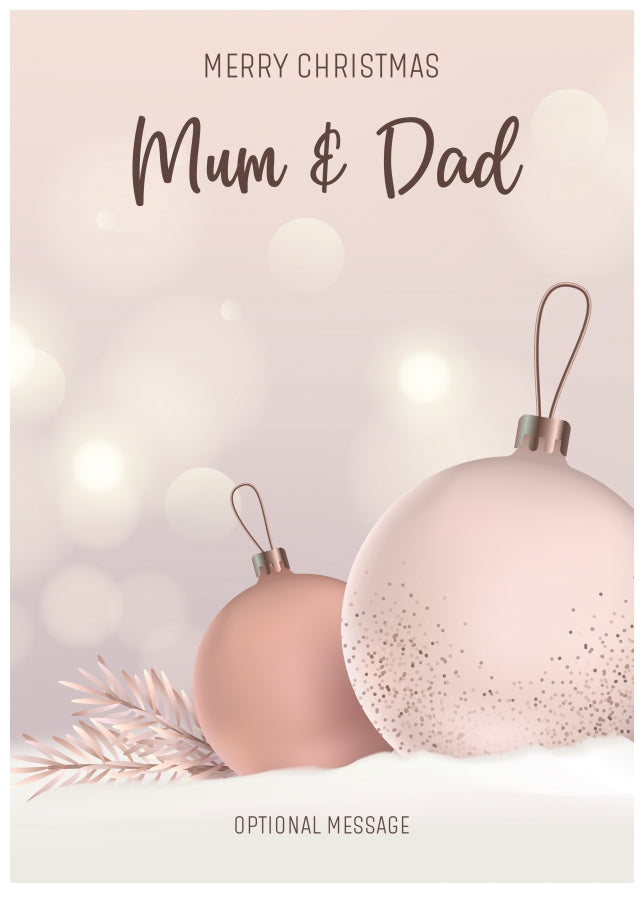 Mum and Dad Christmas Card - Luxury Baubles