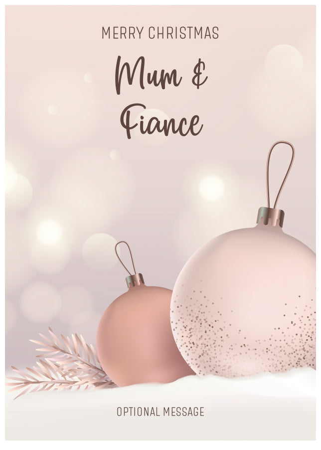 Mum and Fiance Christmas Card - Luxury Baubles