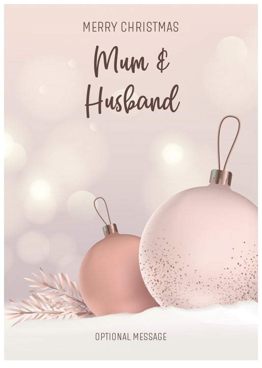 Mum and Husband Christmas Card - Luxury Baubles