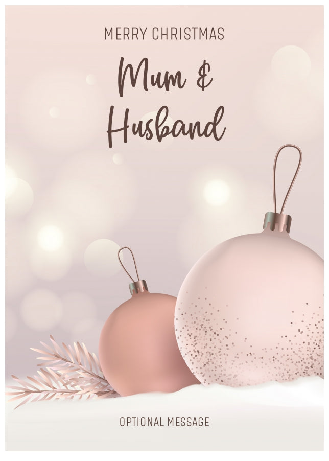 Mum and Husband Christmas Card - Luxury Baubles