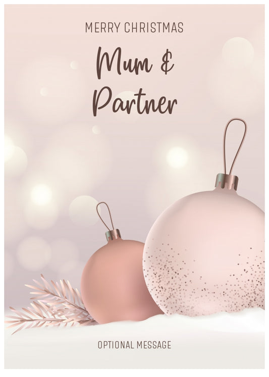 Mum and Partner Christmas Card - Luxury Baubles