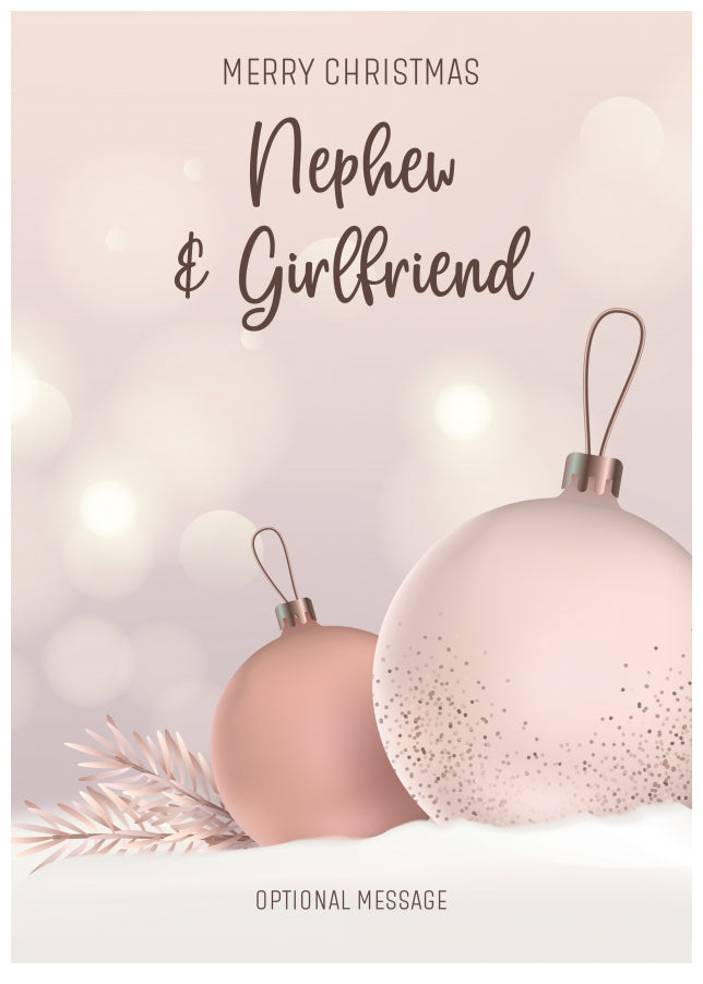 Nephew and Girlfriend Christmas Card - Luxury Baubles