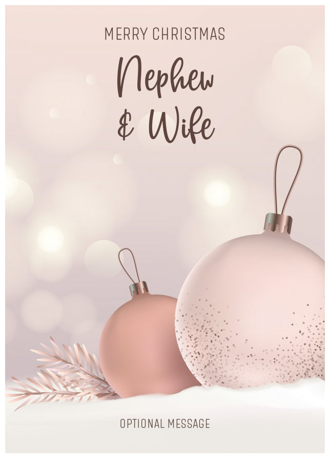 Nephew and Wife Christmas Card - Luxury Baubles