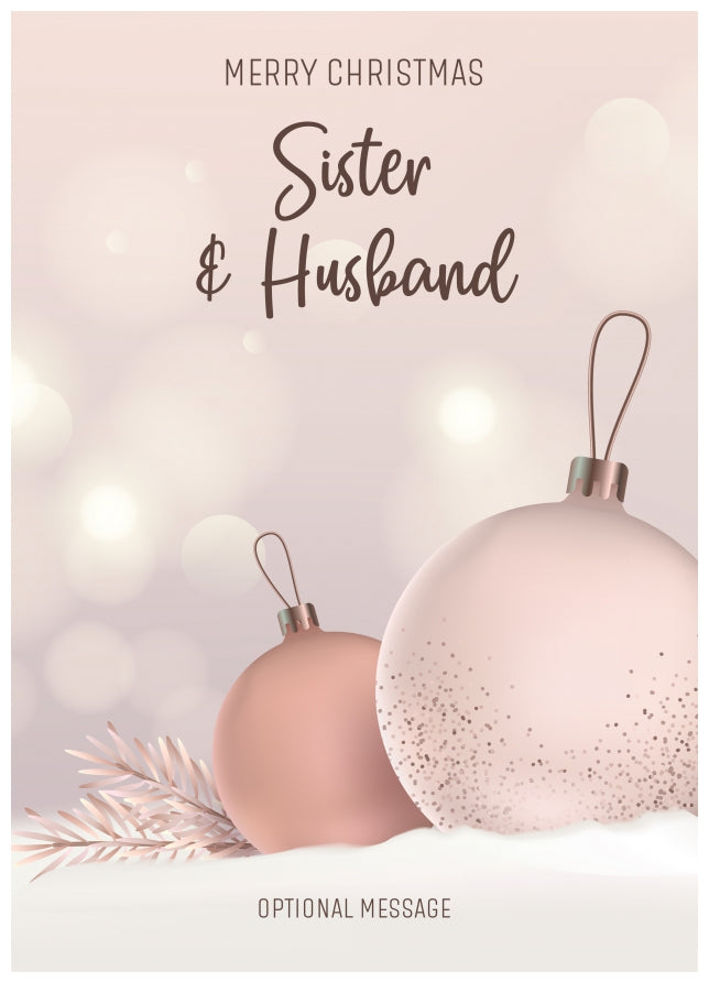 Sister and Husband Christmas Card - Luxury Baubles