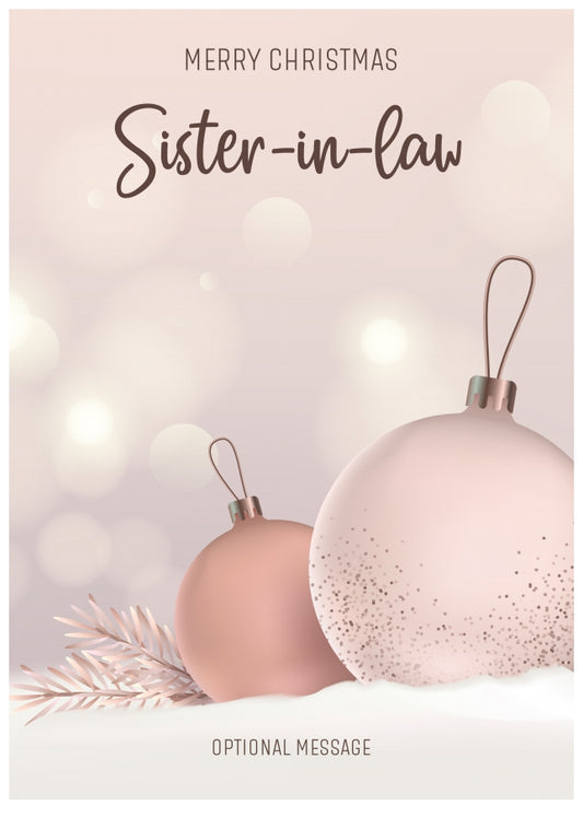 Sister-in-law Christmas Card - Luxury Baubles