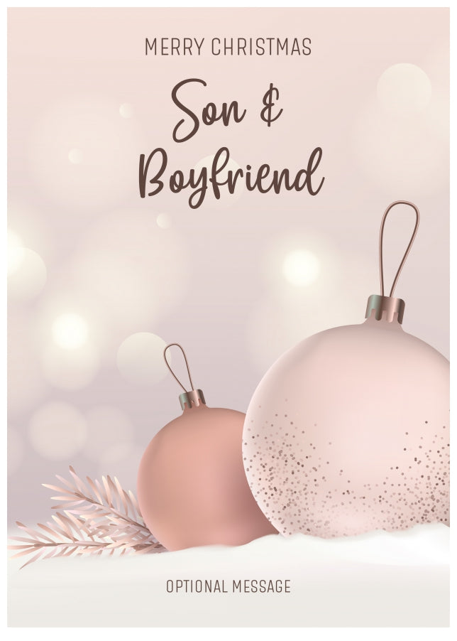 Son and Boyfriend Christmas Card - Luxury Baubles