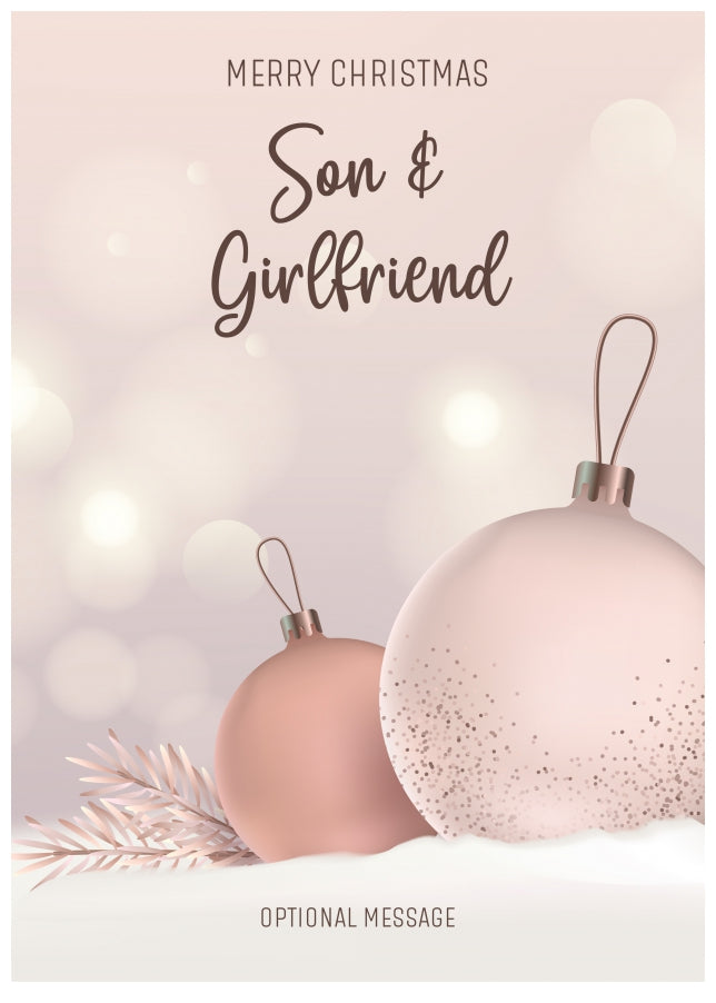 Son and Girlfriend Christmas Card - Luxury Baubles