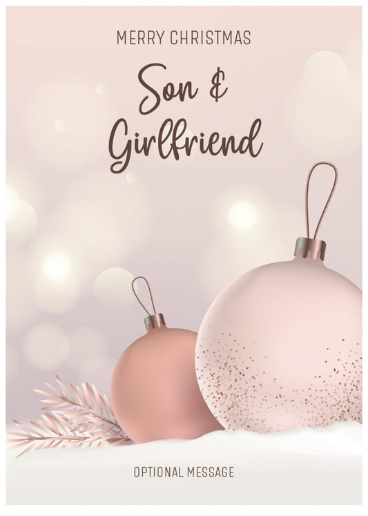 Son and Girlfriend Christmas Card - Luxury Baubles