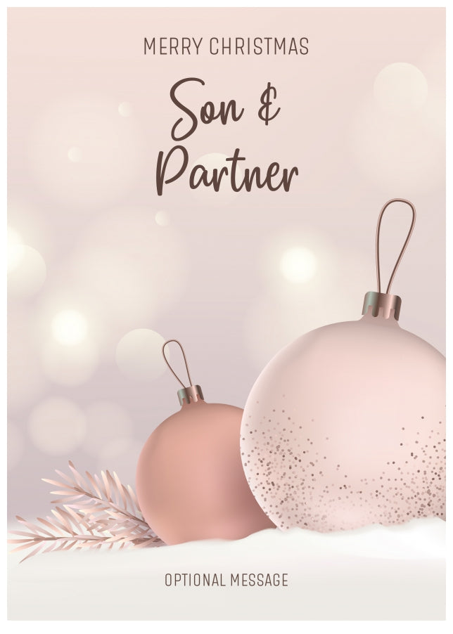 Son and Partner Christmas Card - Luxury Baubles