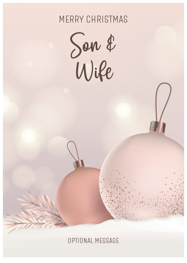 Son and Wife Christmas Card - Luxury Baubles