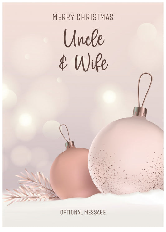 Uncle and Wife Christmas Card - Luxury Baubles