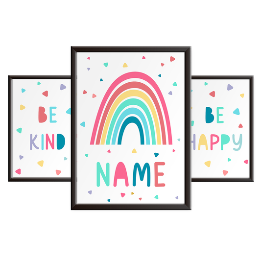 Girls Be Kind Be Happy Nursery Wall Art Print Set