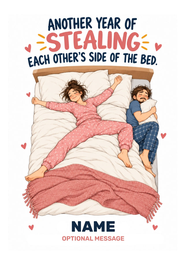 Bed Hog Anniversary Card Female