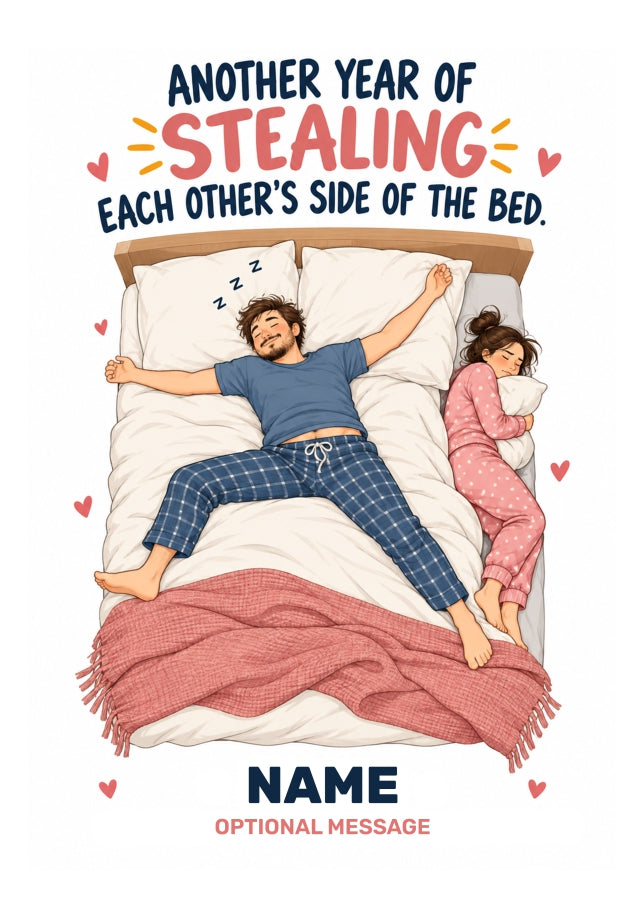 Bed Hog Anniversary Card Male