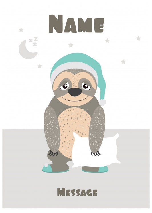 Sloth Birthday Card - Bedtime Sloth