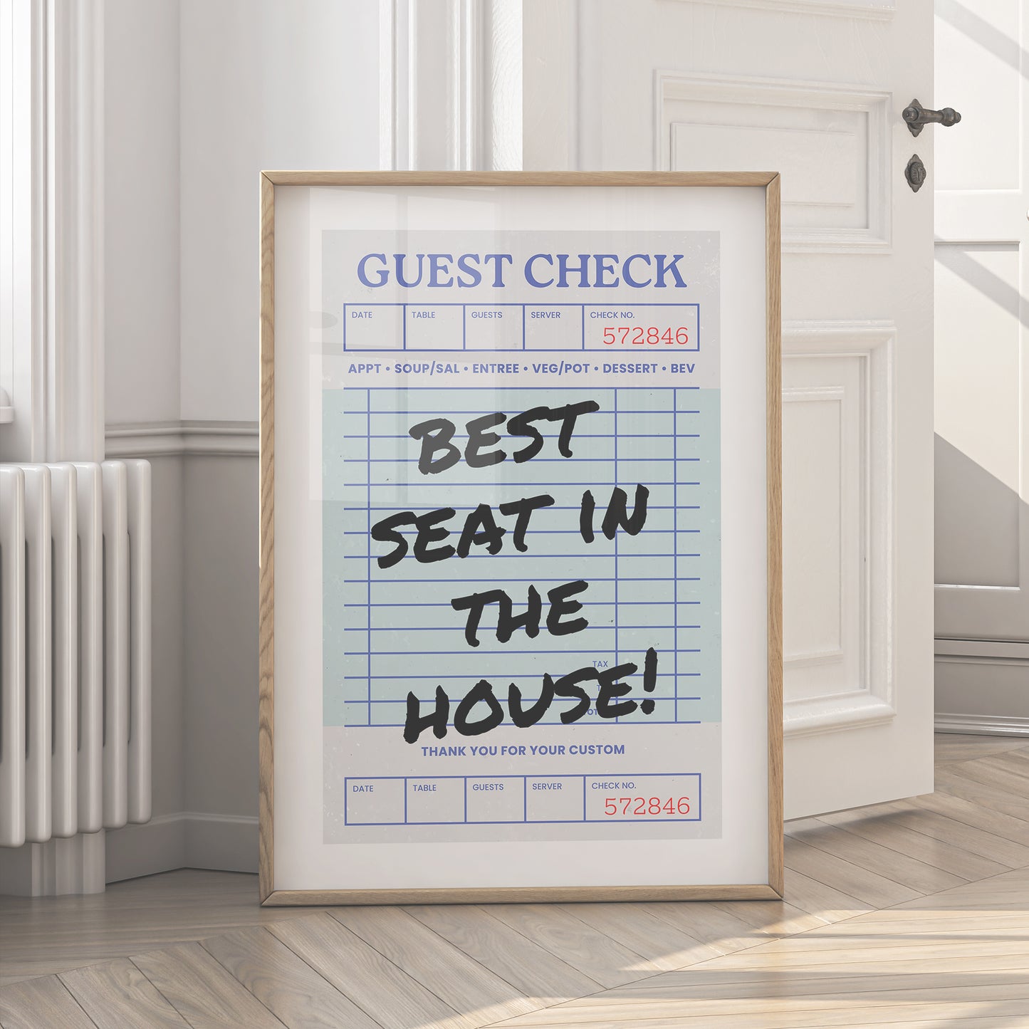 Best Seat in the House Print - Guest Check - Digital Download