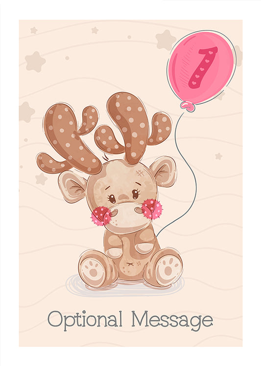 Personalised Cute 1st Birthday Card - Deer