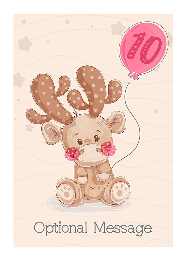 Personalised Cute 10th Birthday Card - Deer