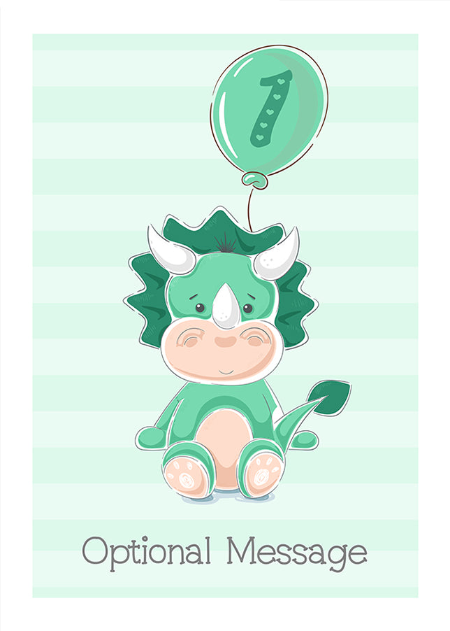 Green Dinosaur 1st Birthday Card for Boys