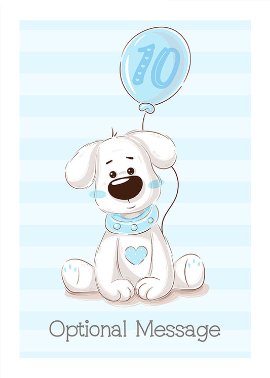 Puppy Dog 10th Birthday Card for Boys