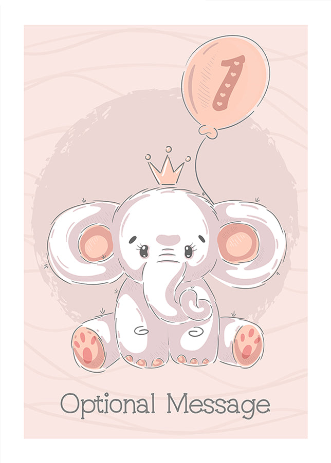 Personalised Cute 1st Birthday Card - Elephant