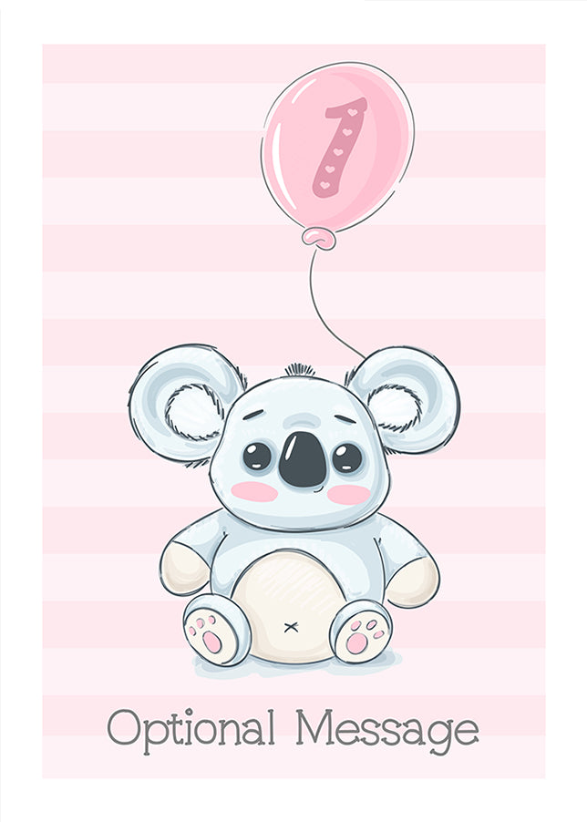 Koala 1st Birthday Card for Girls - Cute Cards