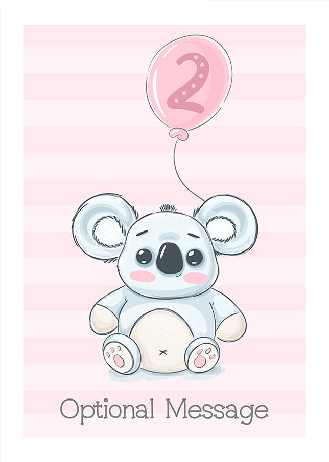 Koala 2ndh Birthday Card for Girls - Cute Cards