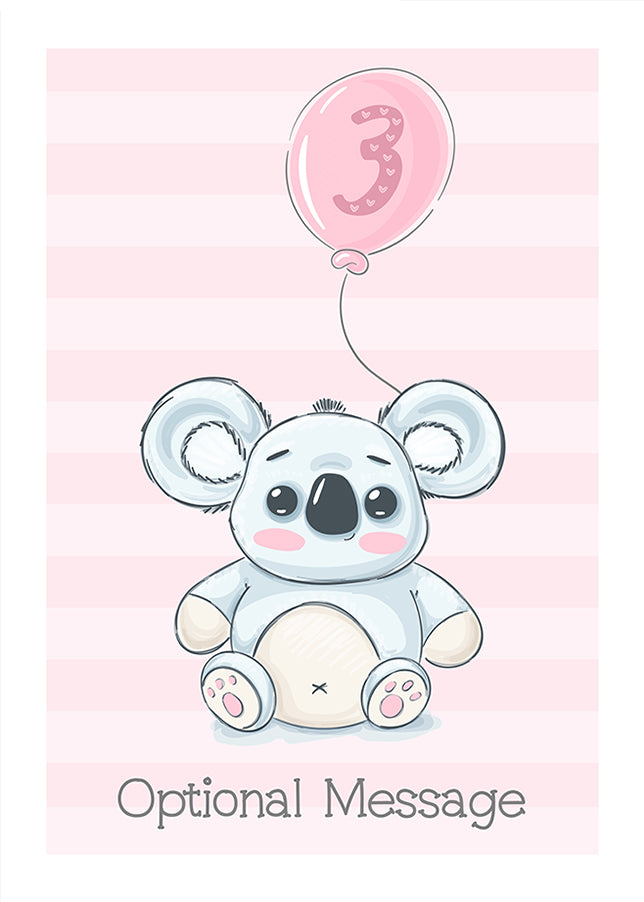 Koala 3rd Birthday Card for Girls - Cute Cards