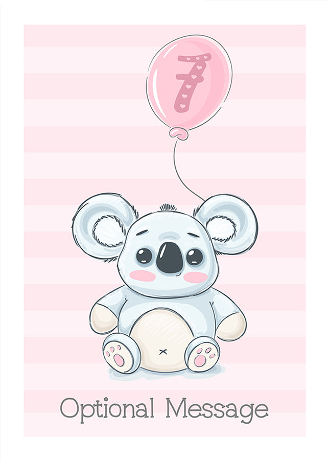 Koala 7th Birthday Card for Girls - Cute Cards