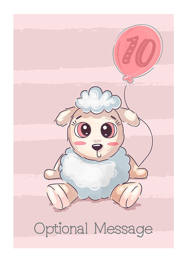 Personalised Cute 10th Birthday Card - Lamb