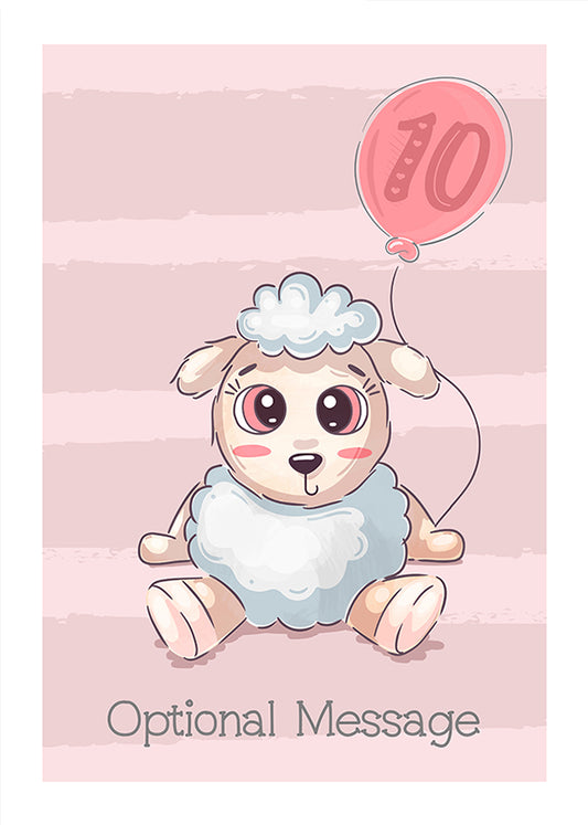 Personalised Cute 10th Birthday Card - Lamb