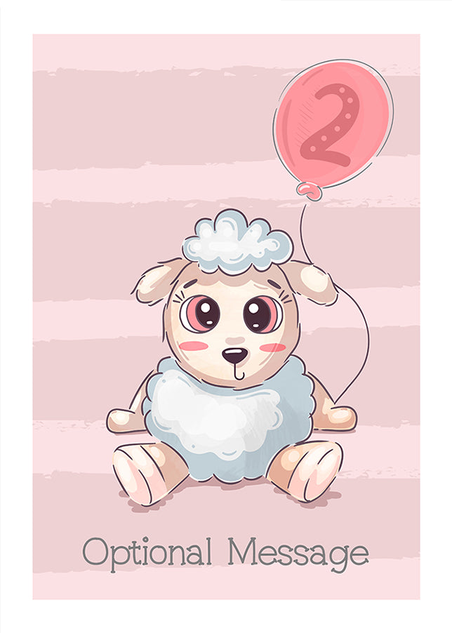 Personalised Cute 2nd Birthday Card - Lamb