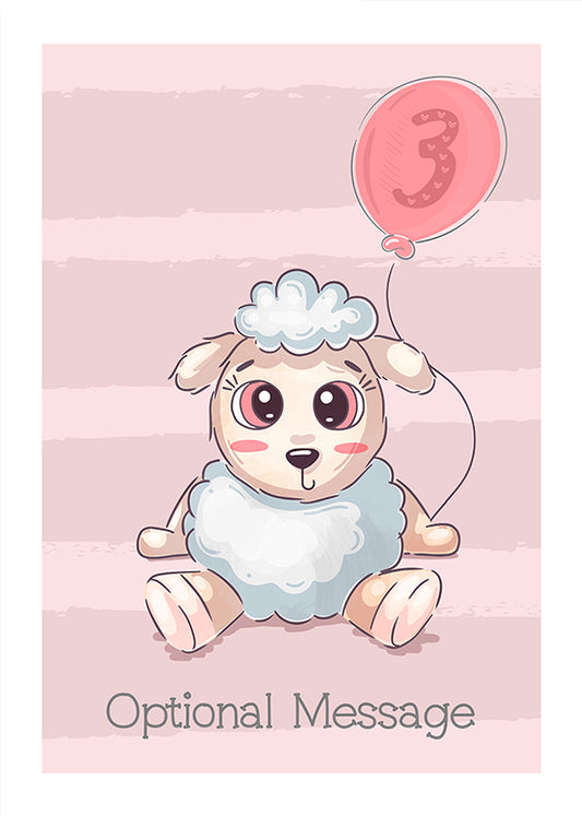 Personalised Cute 3rd Birthday Card - Lamb