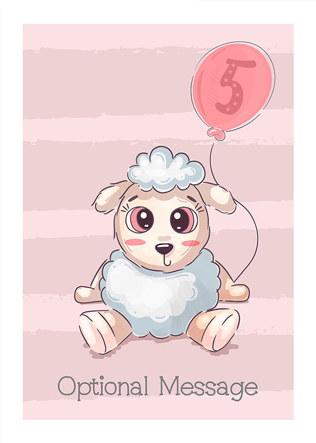 Personalised Cute 5th Birthday Card - Lamb