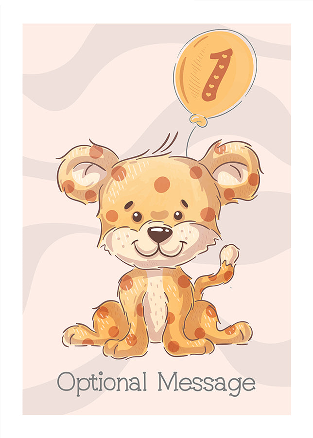 Personalised Cute 1st Birthday Card - Leopard