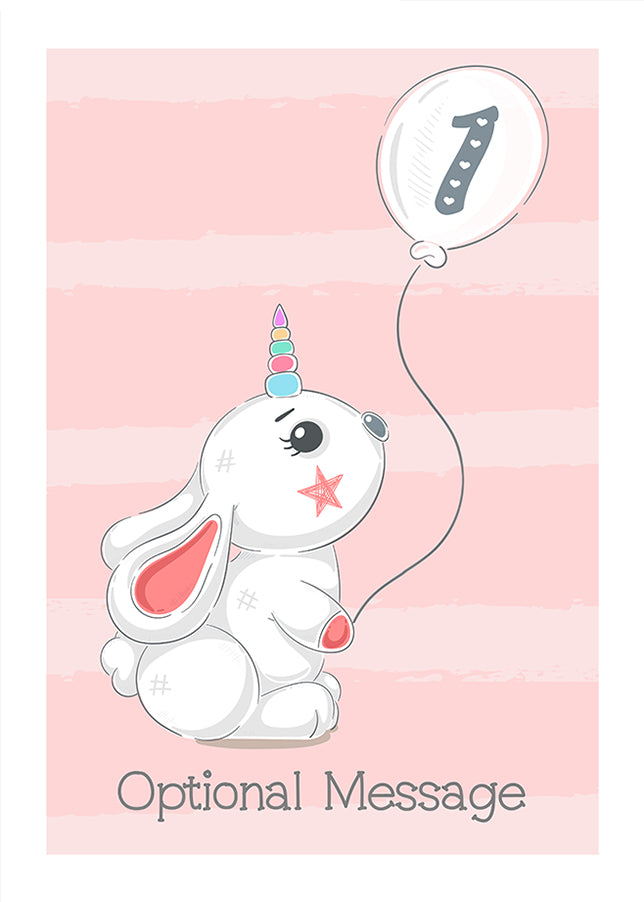 Personalised Cute 1st Birthday Card - Rabbit Unicorn