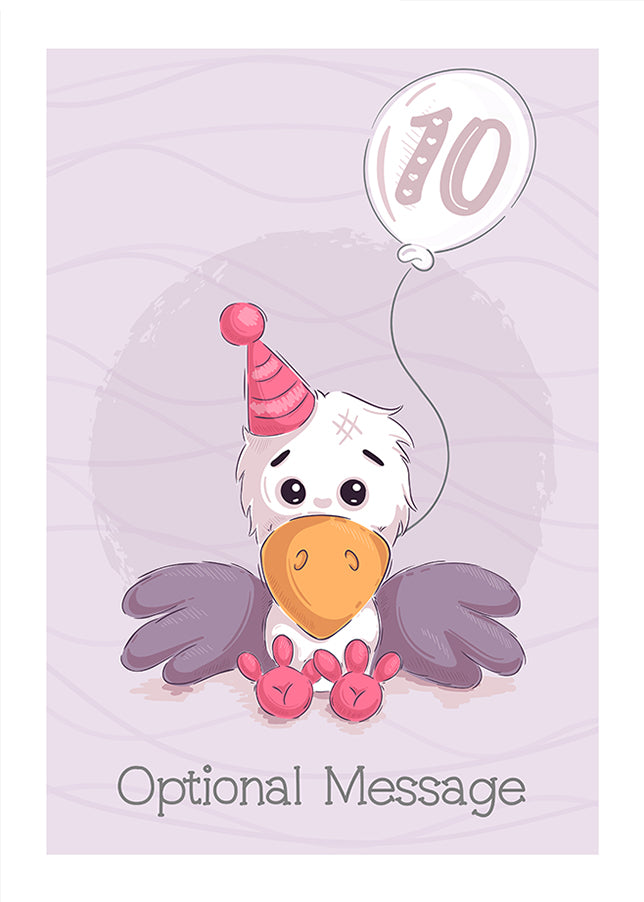 Personalised Cute 10th Birthday Card - Raven (bird)