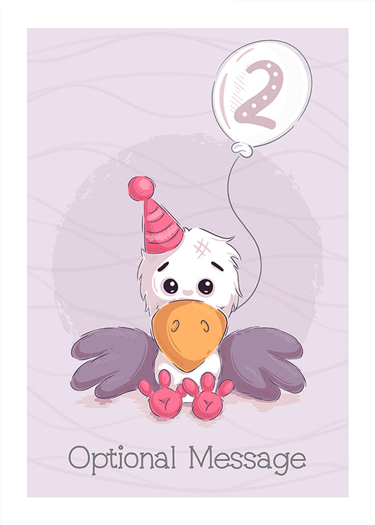 Personalised Cute 2nd Birthday Card - Raven (bird)