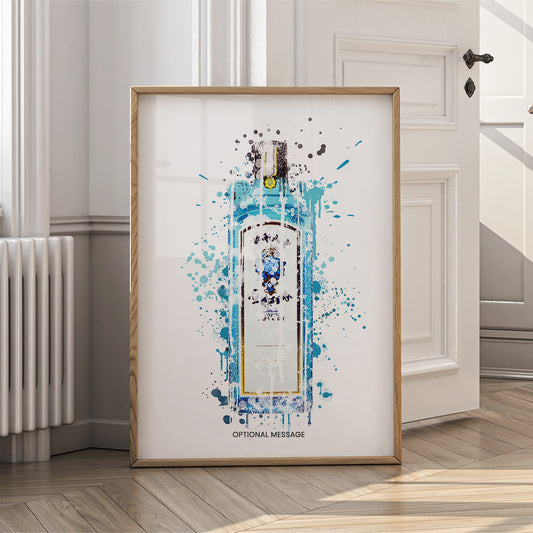 Dining Room Wall Art Decor - Blue Gin Bottle Prints - {VARIATION}