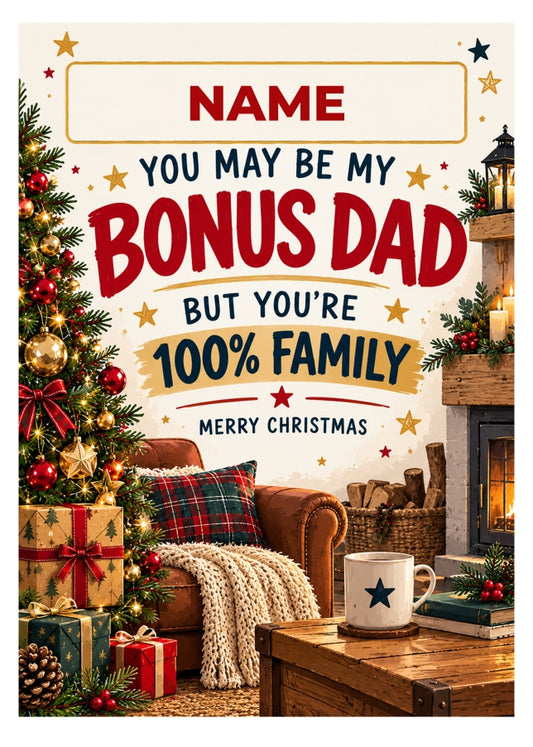 Personalised Bonus Dad Christmas Card