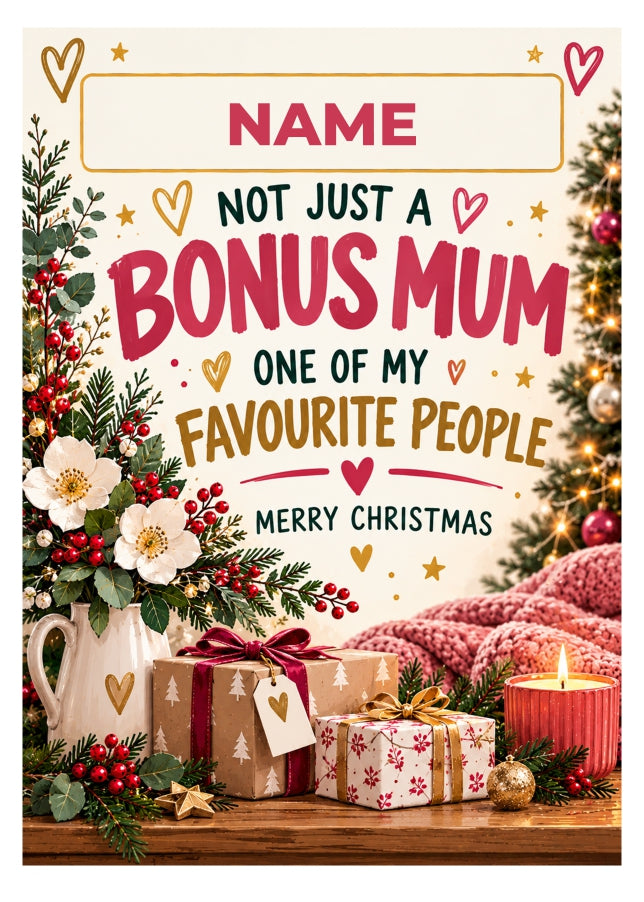 Personalised Bonus Mum Christmas Card