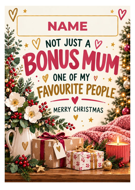 Personalised Bonus Mum Christmas Card