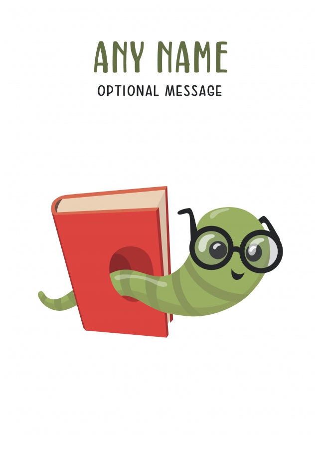 Personalised Card for Teachers (Bookworm in a Book)