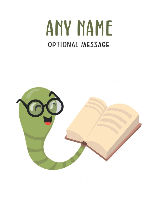 Personalised Card for Teachers (Bookworm Laughing)