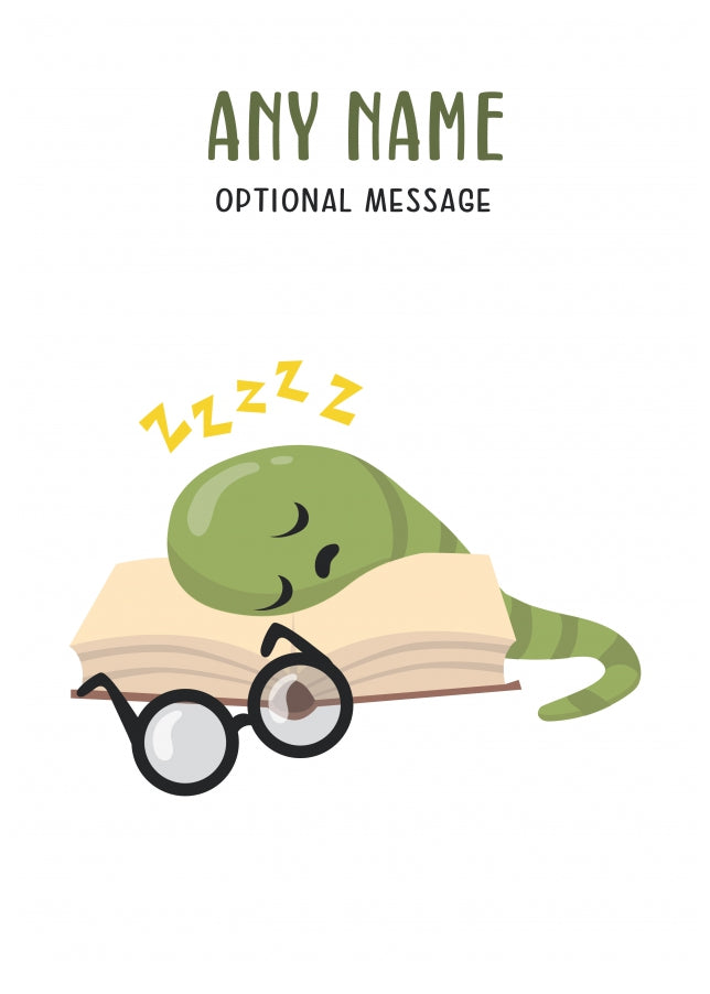 Personalised Card for Teachers (Bookworm Sleeping)