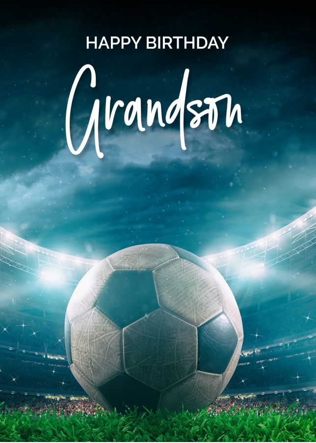 Football Birthday Cards for Grandson - Adult or Boy Birthday Cards - Any Age