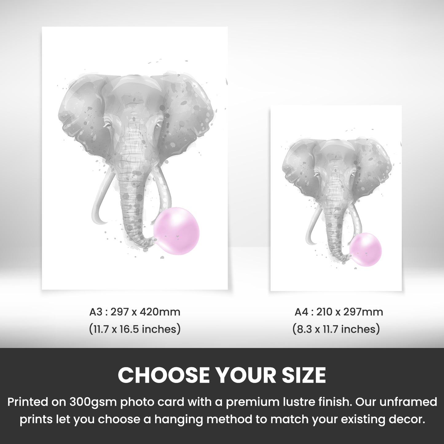 The size of this elephant wall art is 7 x 5" when folded